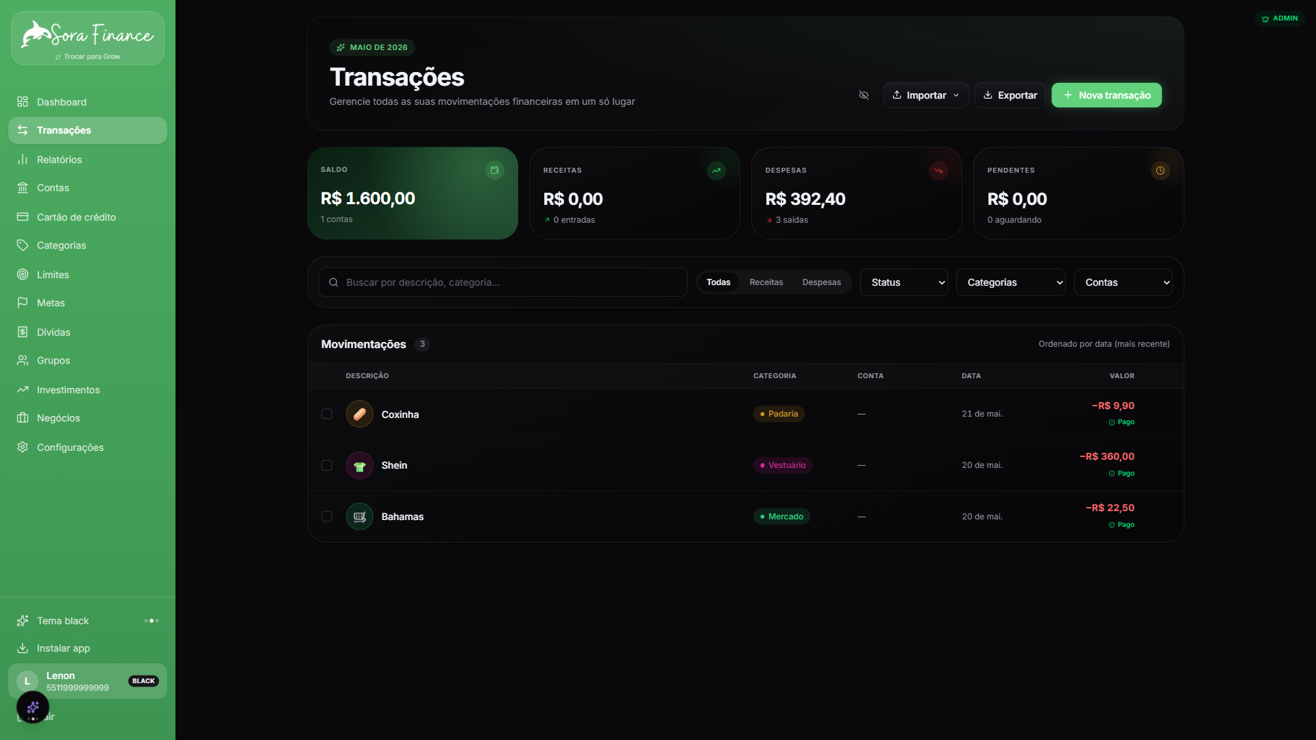 Transações